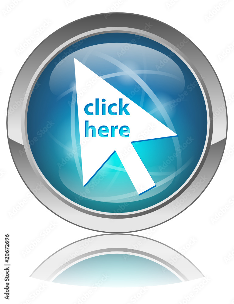 Aufkleber click here web button (mouse pointer internet website connect)