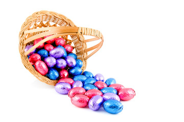 Woven basket with easter eggs