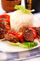 japanese yakitori with rice( tori-kimo-yaki )