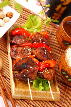 japanese yakitori with rice( tori-kimo-yaki )