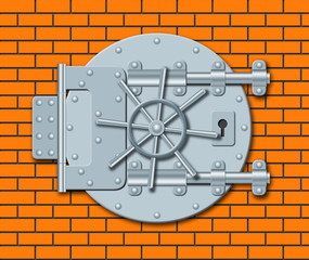 Steel door of bank depository