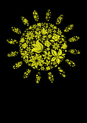 Vector modern grunge design - sun symbol from flowers