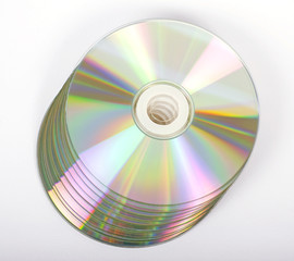 Stack of CD's isolated on white