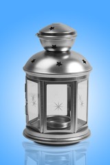 Silver lamp with blue background