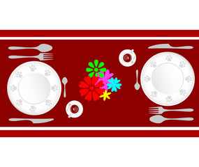 Fototapeta premium set the table for lunch in two illustration