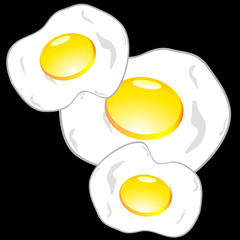 three fried eggs vector illustration