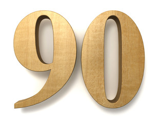 90 wooden birthday celebration anniversary - obrazy, fototapety, plakaty
