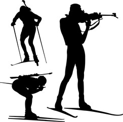 biathlon silhouette - vector