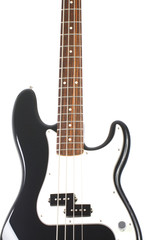 Beautiful black and white precision bass guitar isolated