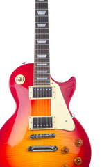 Fototapeta na wymiar Piękne Sunburst gitara elektryczna samodzielnie na białym tle
