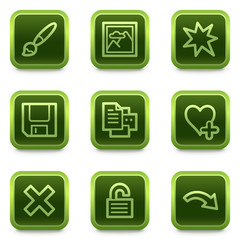 Image viewer web icons set 2, green square buttons series