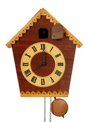 Vintage Cuckoo Clock isolated on white