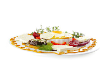fried egg served on white plate