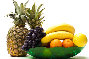 Fresh fruits on white background