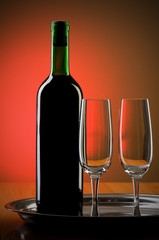 Wine against colour gradient background