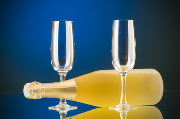 Champagne against color gradient background