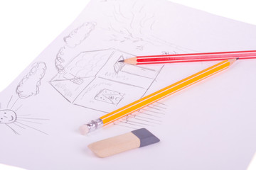 Drawing, pencil and eraser
