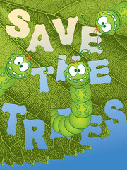 "Save the Trees" - humorous illustration, concept