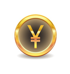 gold button with yen   sign