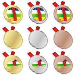 fully editable central africa vector flag in medal shapes