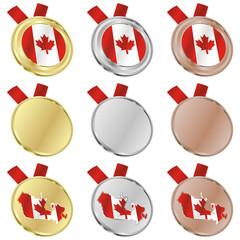 fully editable canada vector flag in medal shapes