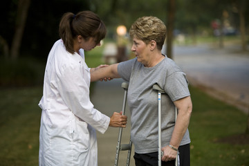 Physical therapist with a patient