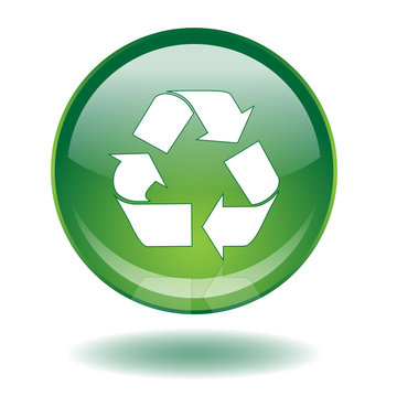 RECYCLE Web Button (Green Sign Symbol Recycling Ecology Vector)