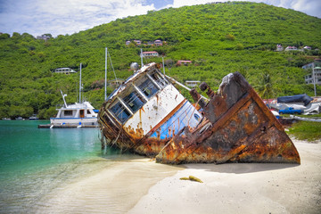 Sunk boat in the tropics