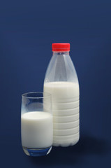 Milk in bottle and glass