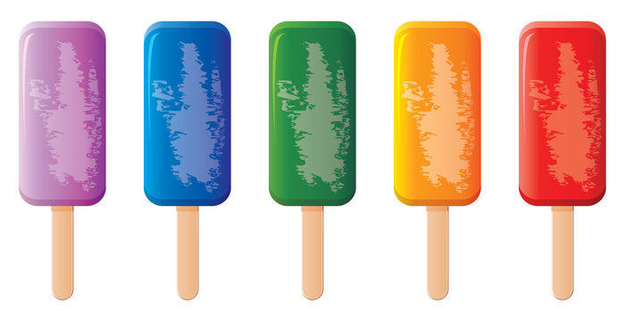 five vector colorful popsicles
