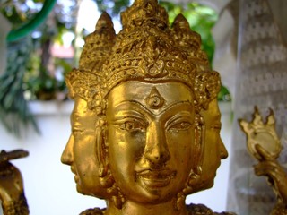 Gold Buddha heads, Bangkok, Thailand.