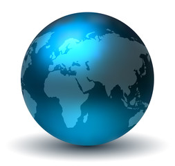 Glossy Blue Earth Globe