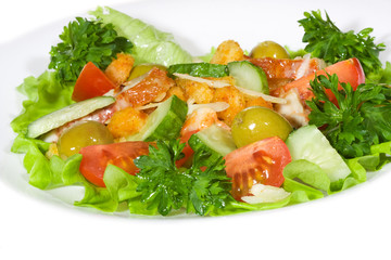 Fresh vegetable salad with bacon