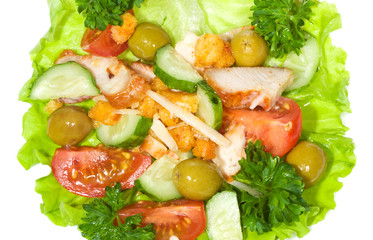 Fresh vegetable salad with bacon