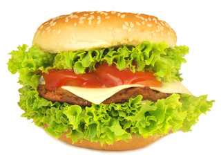 Cheeseburger isolated on white
