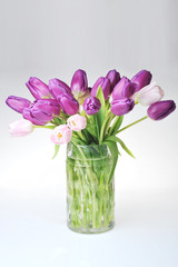 tulips in glass vase