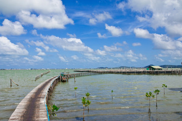 Fototapeta premium Bridge to fisherman house in Thai sea