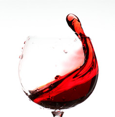 isolated moving red wine glass