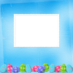 Obraz premium Pastel background with colored eggs to celebrate Easter
