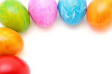 Easter eggs frame on white