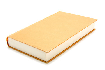 One brown book over white background