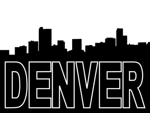 Denver Skyline Black Silhouette On White