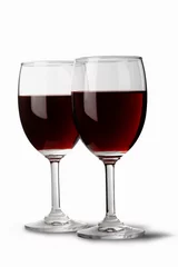Fotobehang Two red wine glasses © shyshka