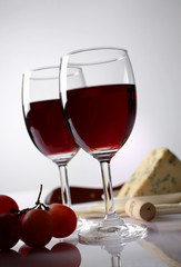 Cheese, grape and red wine