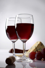 Cheese, grape and red wine