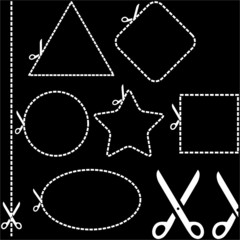 Vector scissors with cut lines templates to choose from