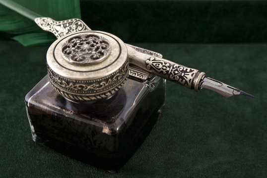 antique quill and ink