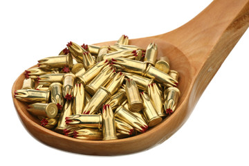 Cartridges in a wooden spoon