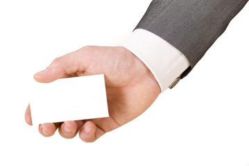 Blank business card in a hand