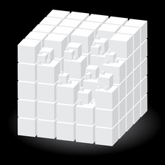 White construction set of cubes, vector illustration